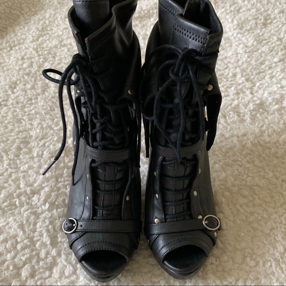 COPY - BCBGeneration BG-LAVA Black Moto Peep Toe Booties